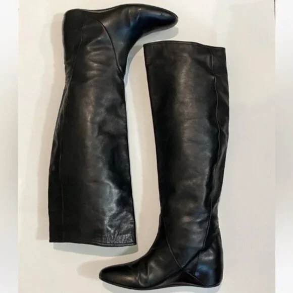 Laurel Over The Knee Covered Wedge Heel Boots Black Size 36 - Picture 5 of 16